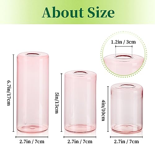 Hewory 12pcs Pink Glass Bud Vases for Centerpieces Z347921