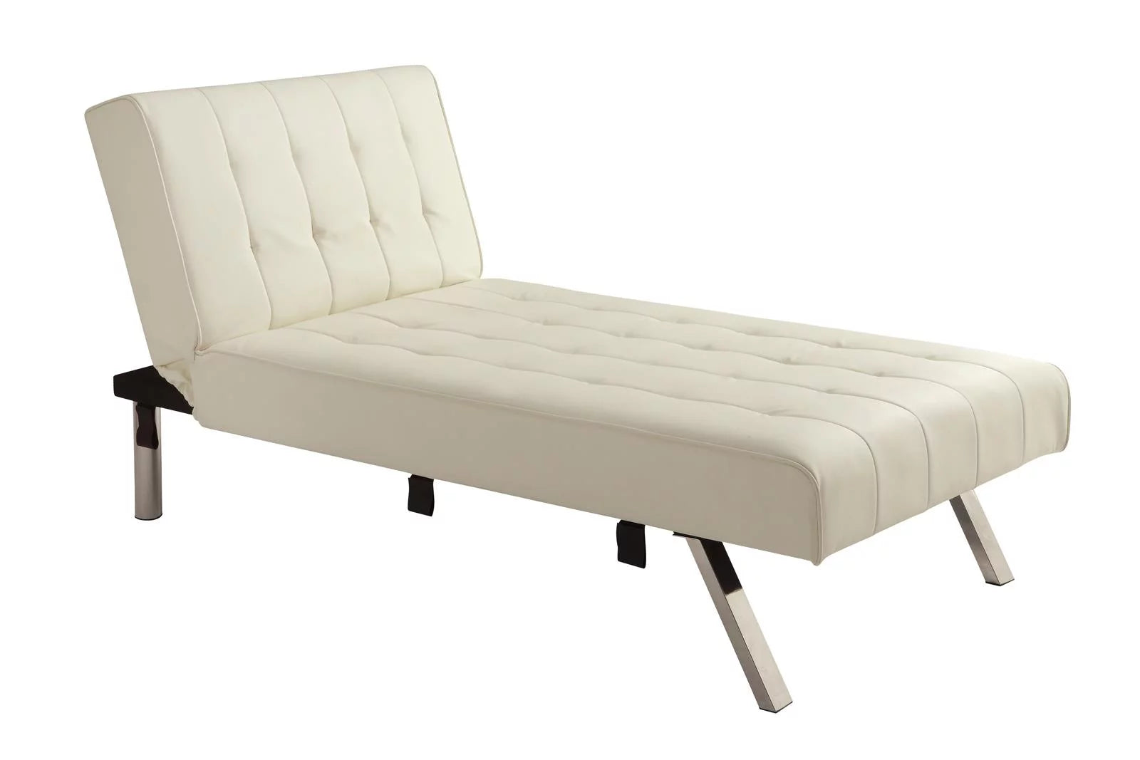 DHP Emily Sectional Futon Sofa Bed with Convertible Chaise, Vanilla Faux Leather R97216