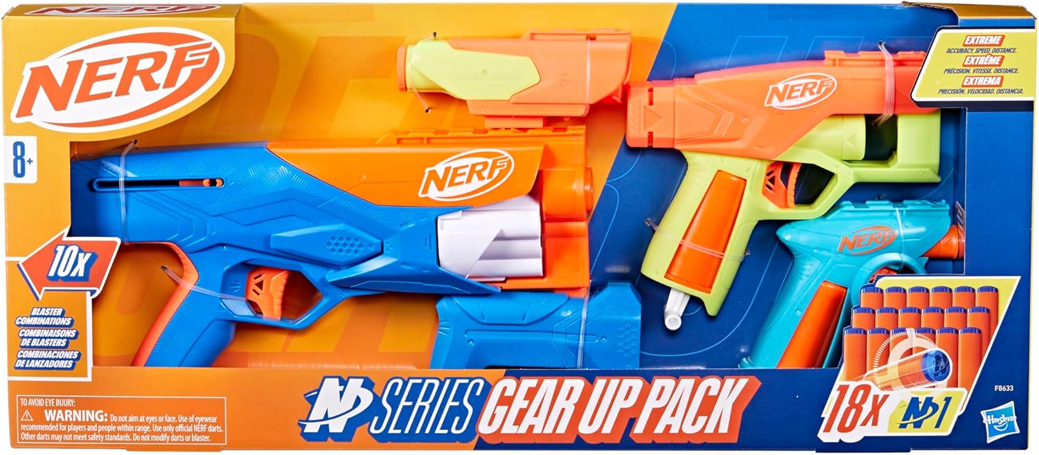 Nerf N Series Gear Up Pack, 3X Blasters, 18 N1 Darts, Ages 8+ N608