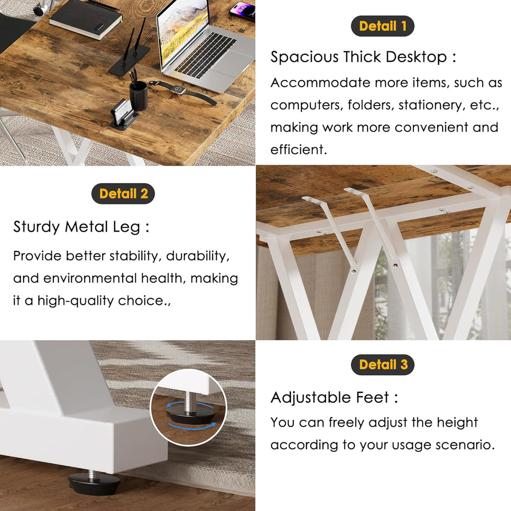 70.8" Home Office Computer Desk with X-Shaped Metal Legs B139350