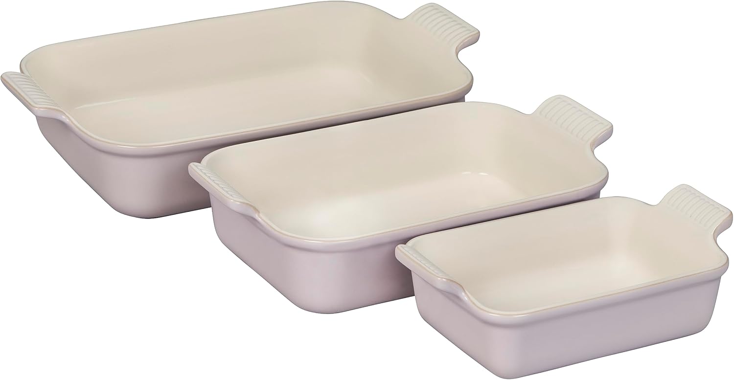 Le Creuset Stoneware Heritage Set 3 Rectangular Dishes, Shallot R864320