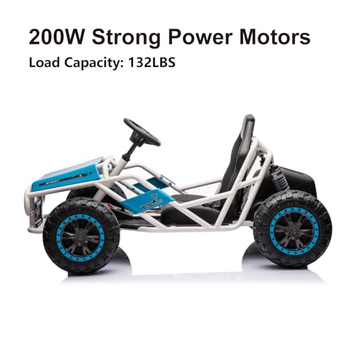 24V Electric Go Kart for Kids Ages 6-12, 2x200W Motors, Blue M4239