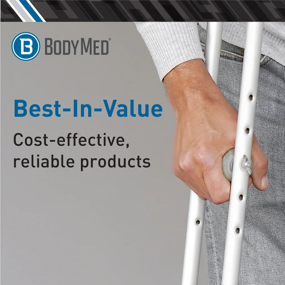BodyMed Lightweight Aluminum Crutches Pair, Adult Medium, Height Adjustable Q712