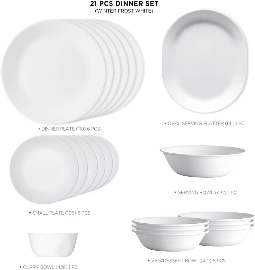Corelle 21 Piece Dinner Set Winter Frost White D71755
