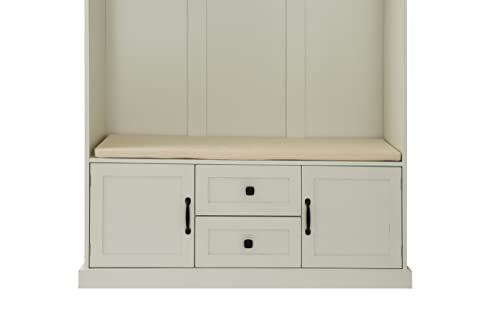 Hall Tree Coat Hanger with Storage Bench, Beige G7700