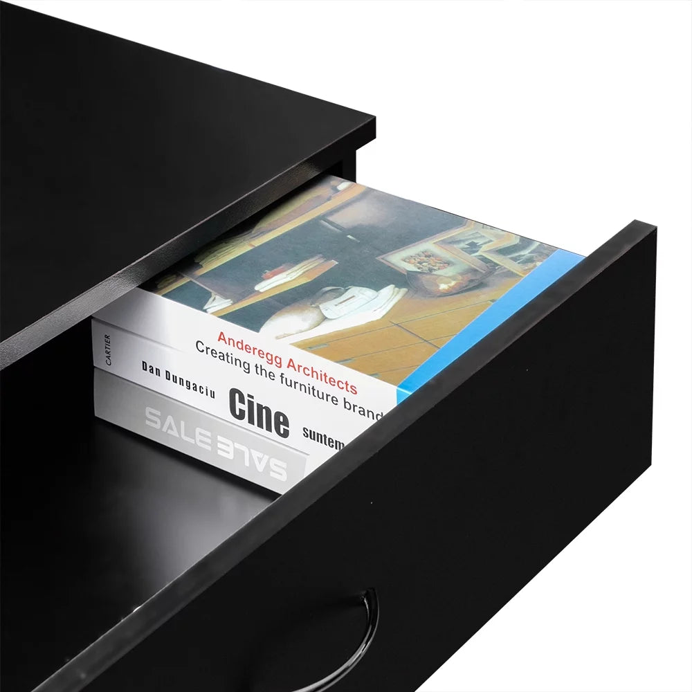MDF Wood 4-Drawer Dresser Black V749
