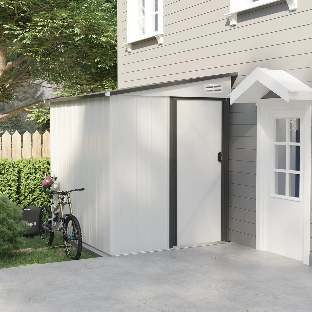 Outdoor Lean-to Metal Storage Shed 5x7ft with Pent Roof U475398