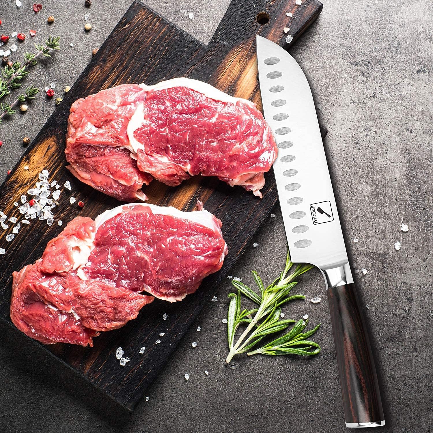 imarku Santoku Knife and Cleaver Knife 7 inch High Carbon Steel B1012