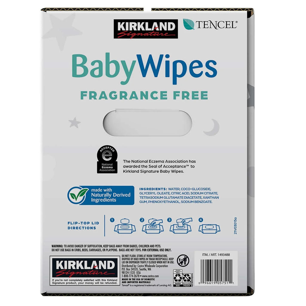Kirkland Signature Baby Wipes Fragrance Free, 900-count I335255