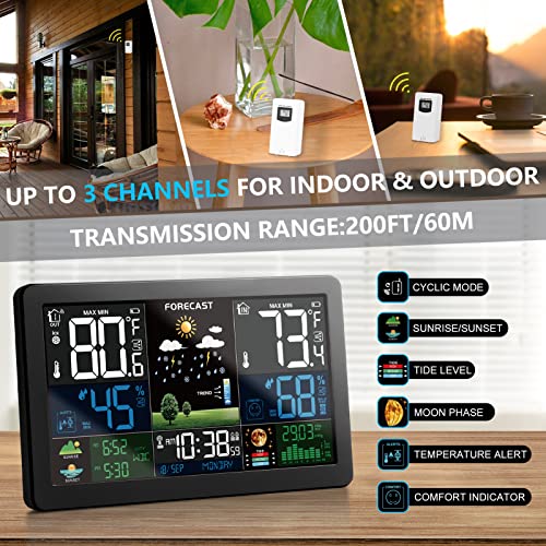 Wireless Weather Station Indoor Outdoor Thermometer with Color Display E5003