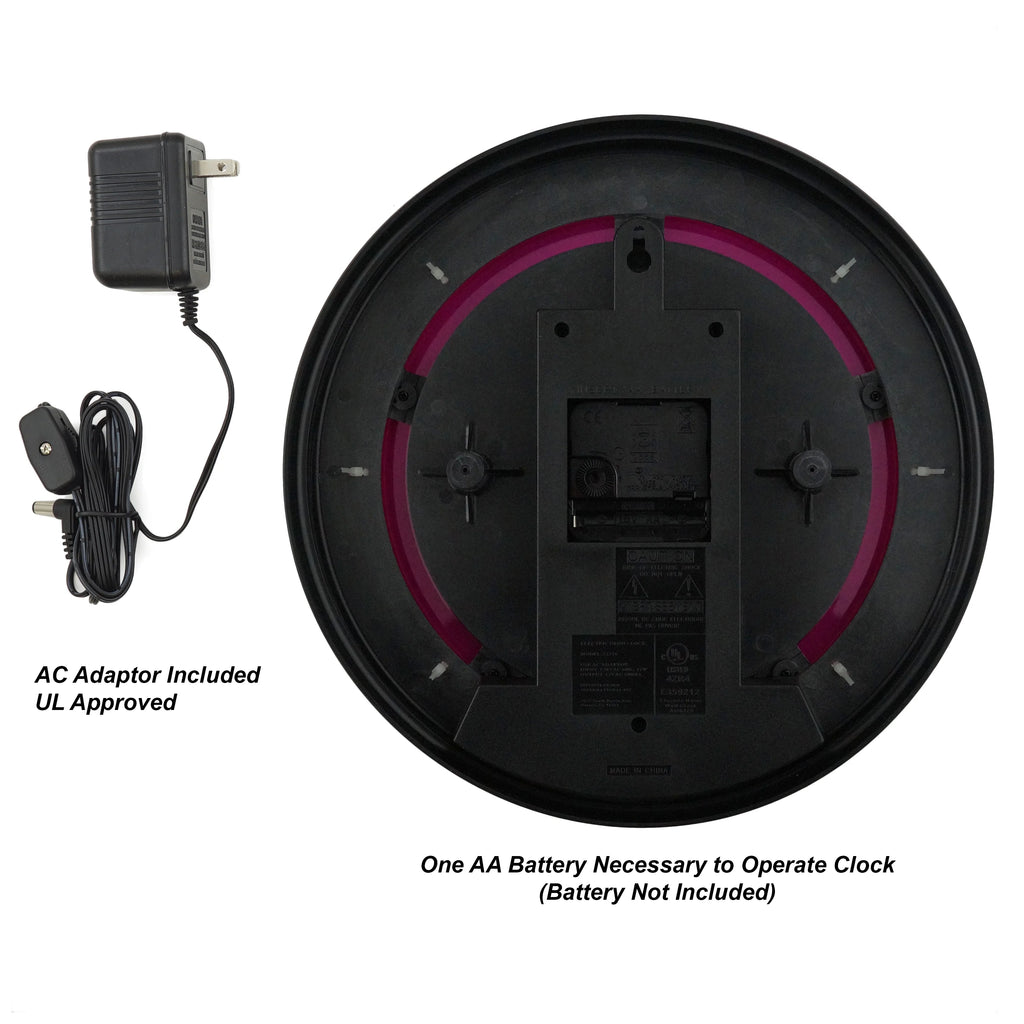 Sterling & Noble Indoor 11" Pink Arabic Neon Wall Clock C4207