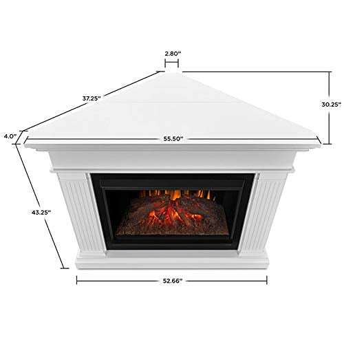BOWERY HILL Traditional Corner Electric Fireplace Mantel Heater with Remote, White O938730