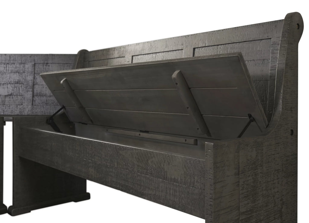Sunny Dining Nook Table Set with Storage Bench, Gray Wood R564661