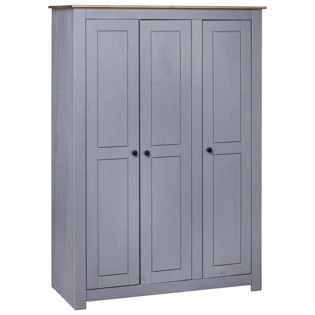 Tomshoo 3-Door Wardrobe Gray 46.5"x19.7"x67.5" Pine Panama