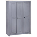 Tomshoo 3-Door Wardrobe Gray 46.5"x19.7"x67.5" Pine Panama