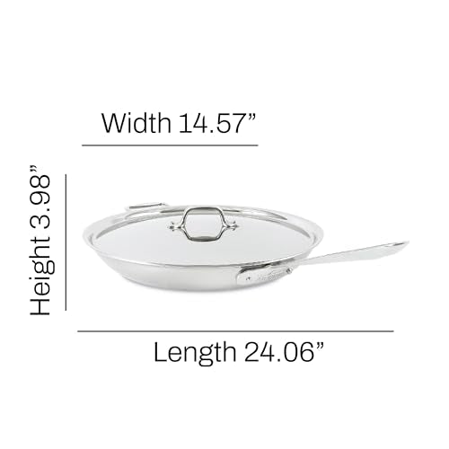 All-Clad D5 5-Ply Brushed Stainless Steel Fry Pan with Lid, 14 Inch, Induction Compatible P161