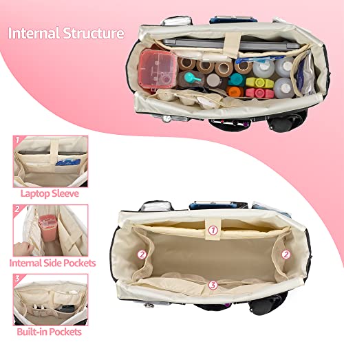 Damero Nurse Tote Bag with Padded Laptop Sleeve, Black Y424