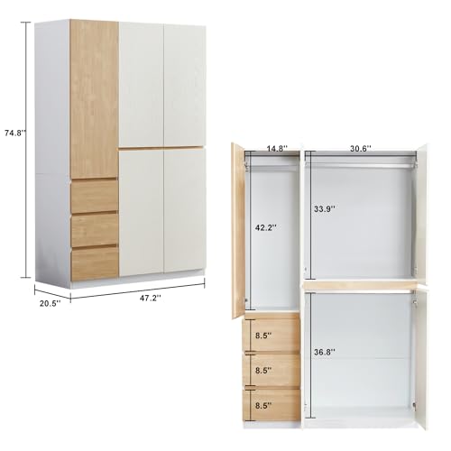 4 Door Wardrobe Closet with Mirror and Drawers M761