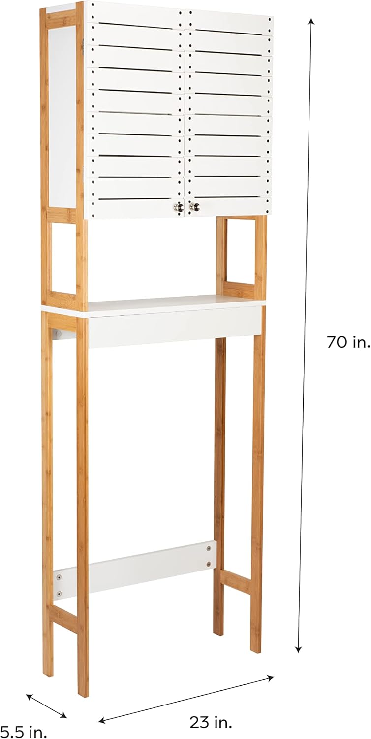 3 Shelf Over The Toilet Bamboo Cabinet in White B5928