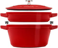 STAUB La Cocotte Cooking Pot Set 2 Pieces Round Cast Iron Cherry Red