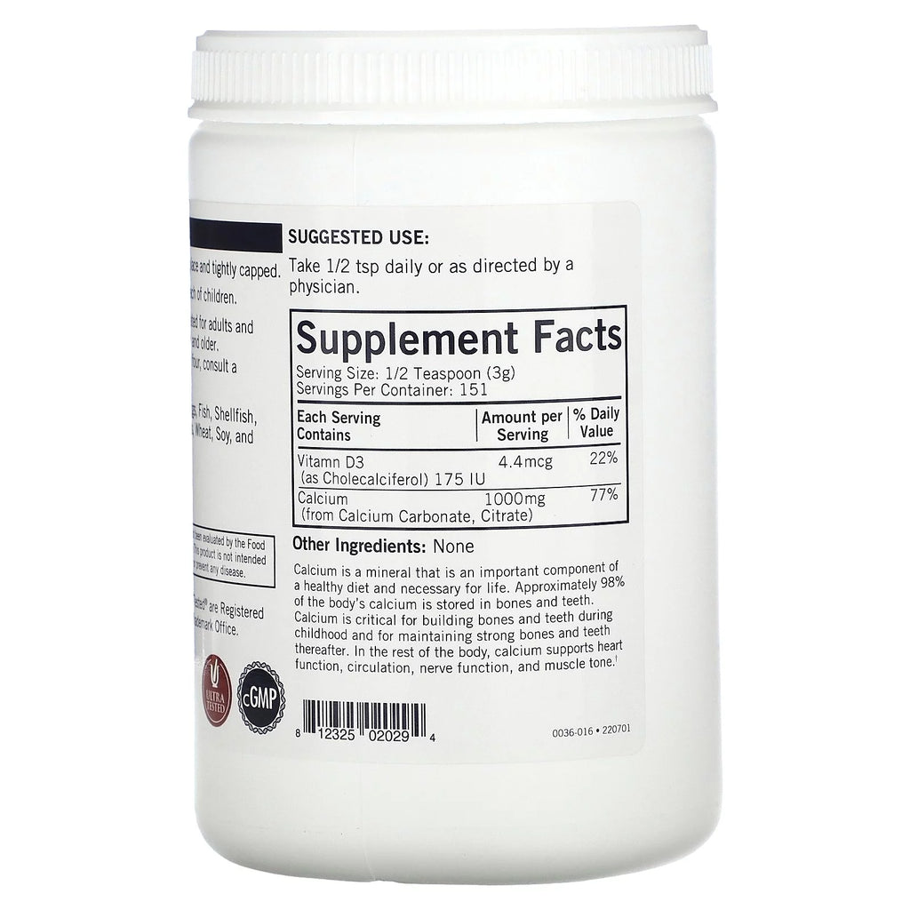 Kirkman Labs Calcium Powder Plus Vitamin D-3, Unflavored, 16 oz V13742