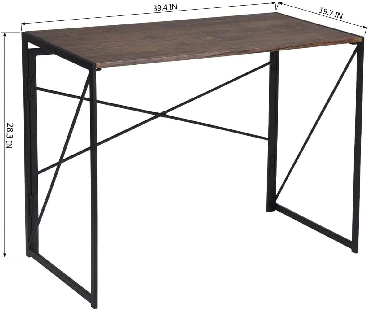 Coavas Folding Desk 39.4 inch Writing Computer Desk for Home Office Brown V502302