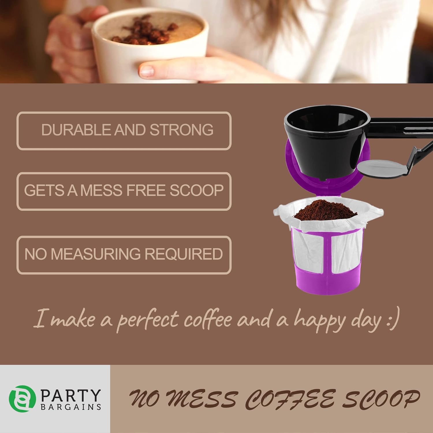 Party Bargains Coffee Scoop for Keurig Reusable K Cups - Black I42203