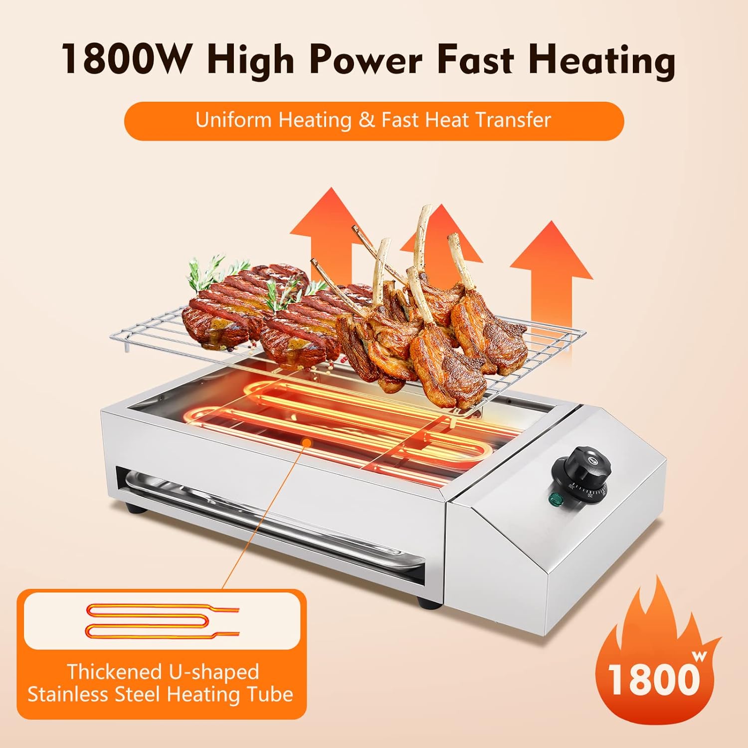 Indoor & Outdoor Electric BBQ Grill with Adjustable Temperature Control Z109162