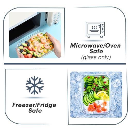 10 Pack Glass Food Storage Containers with Lids K5530