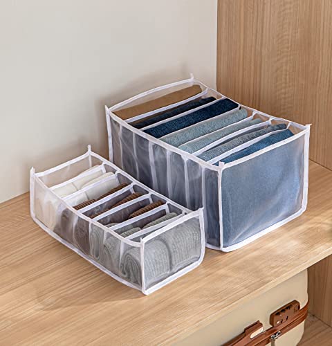 Drawer Organizer for Clothes, 7 Grids Washable Wardrobe Storage Box, White Large S56504