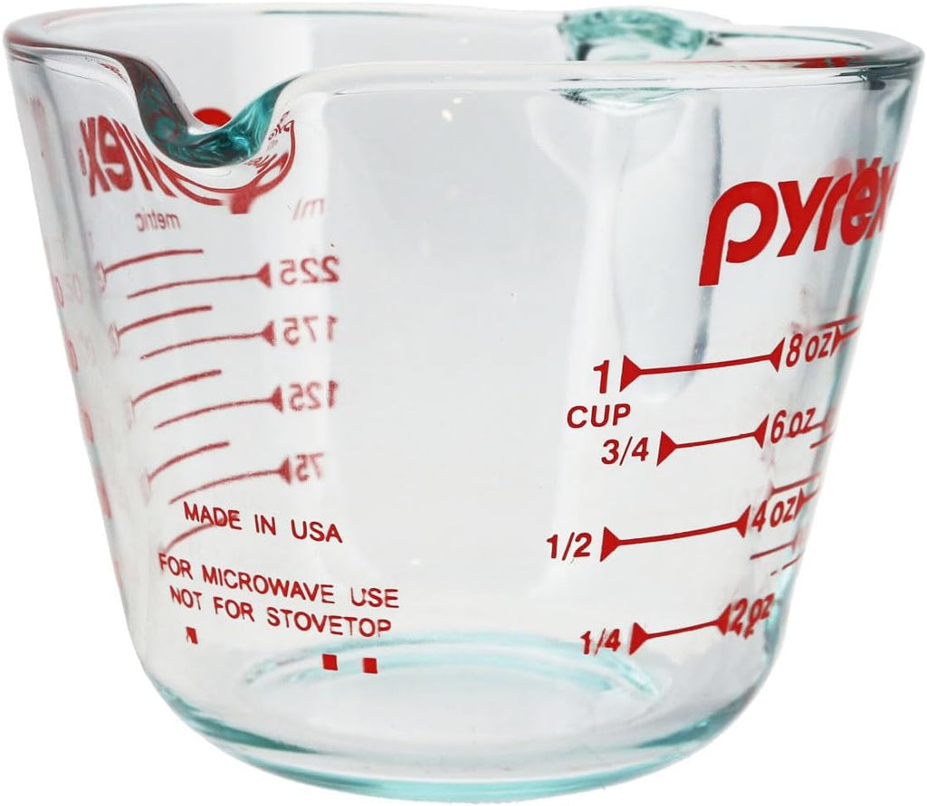 Pyrex Prepware 1-Cup Measuring Cup, Clear with Red Measurements K47182