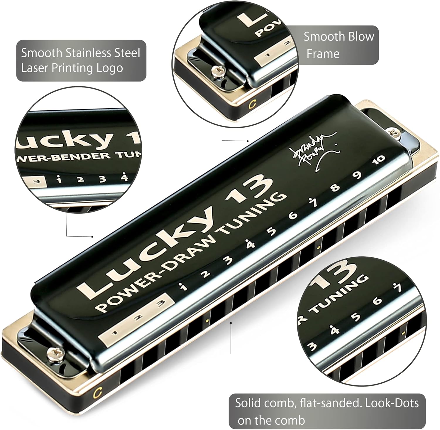 East top Lucky 13 Bass Plus Blues Harmonica 13 Holes Diatonic C Key J803