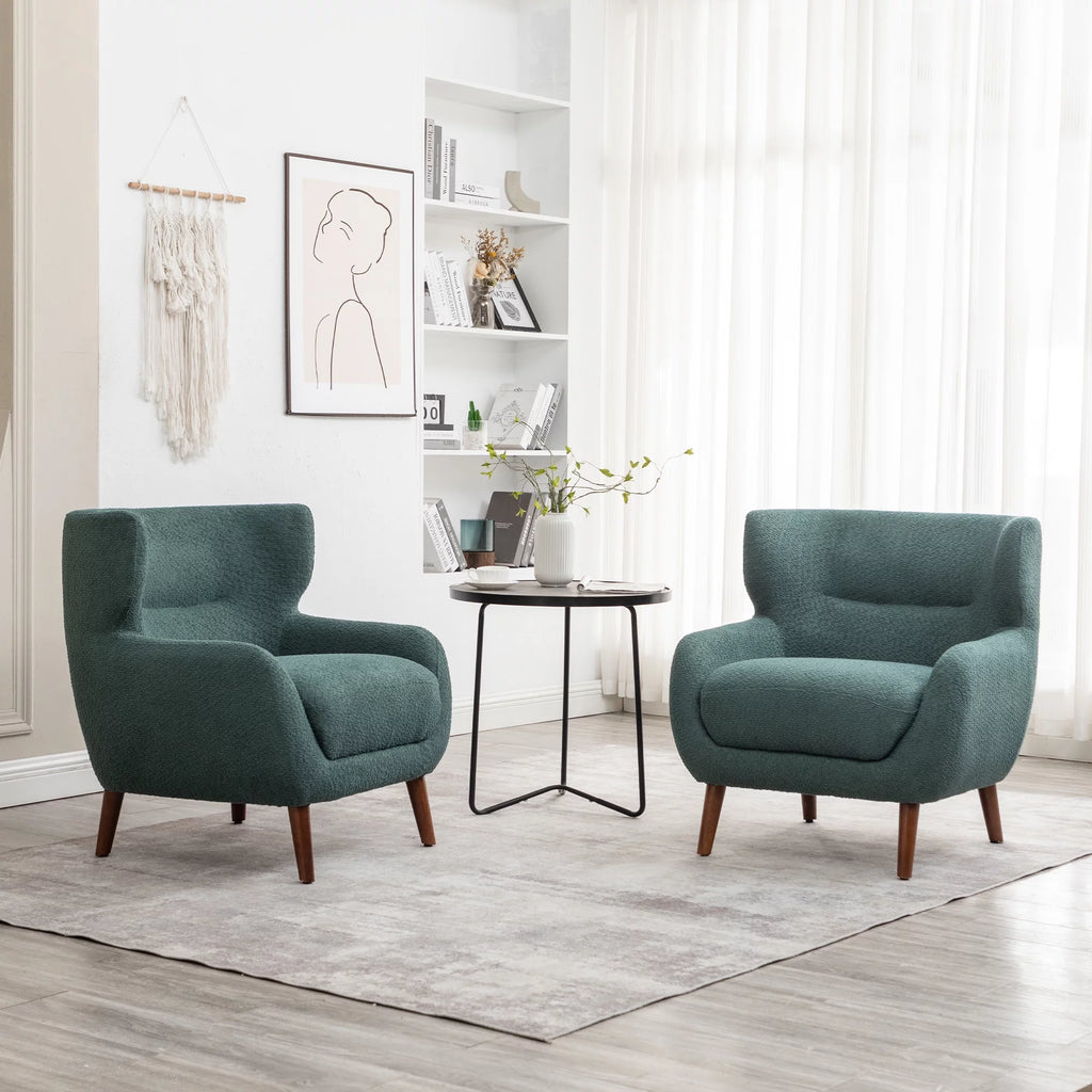 XINMICS Tufted Wingback Accent Chair, Green N2414