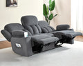 AMERLIFE Recliner Couch, 3 Seater Sofa with Cup Holders for Living Room- 85 inch Grey Comfy Couch