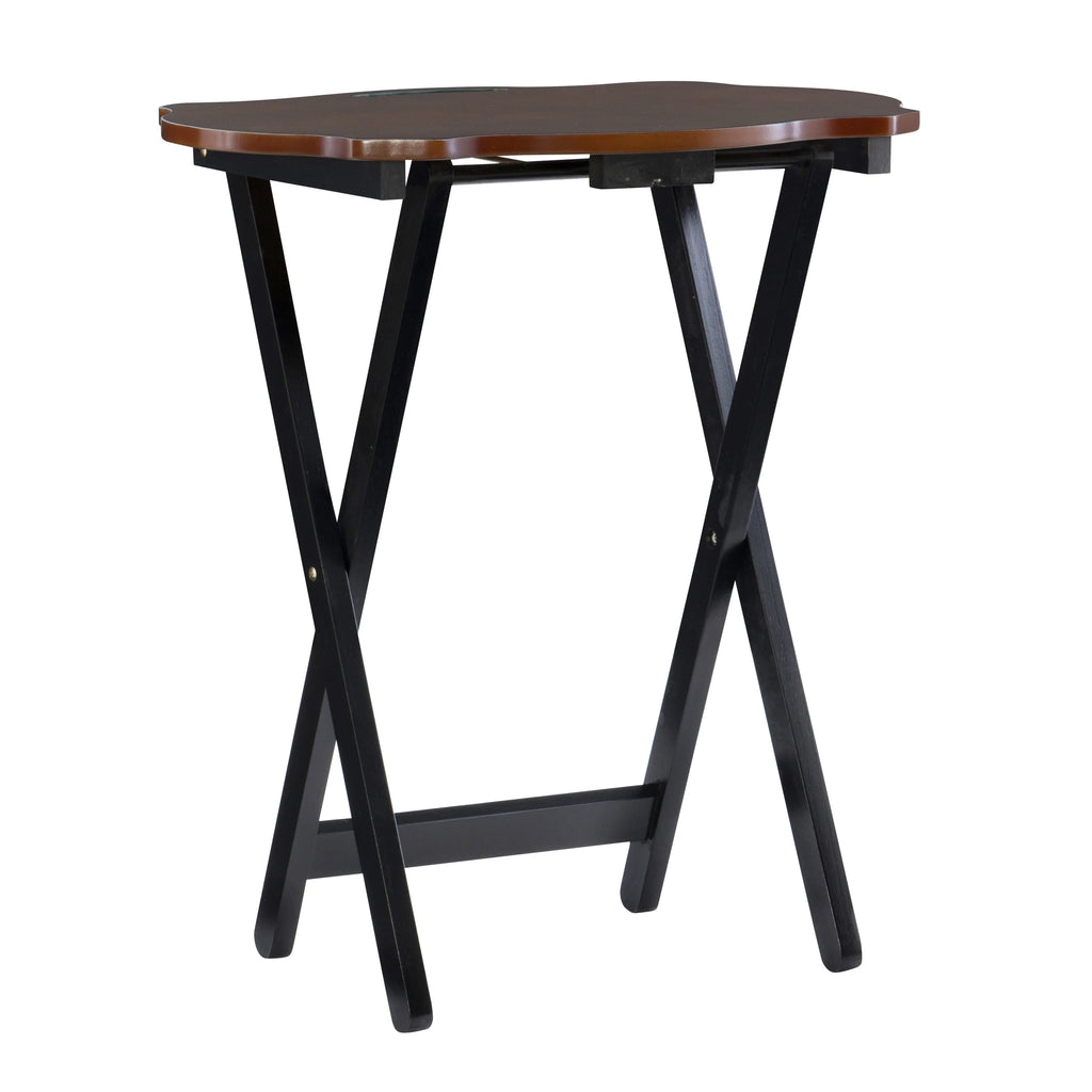 Powell Serpentine 5-Piece Folding Side Table TV Tray Set with Stand, Hazelnut/Black H30120