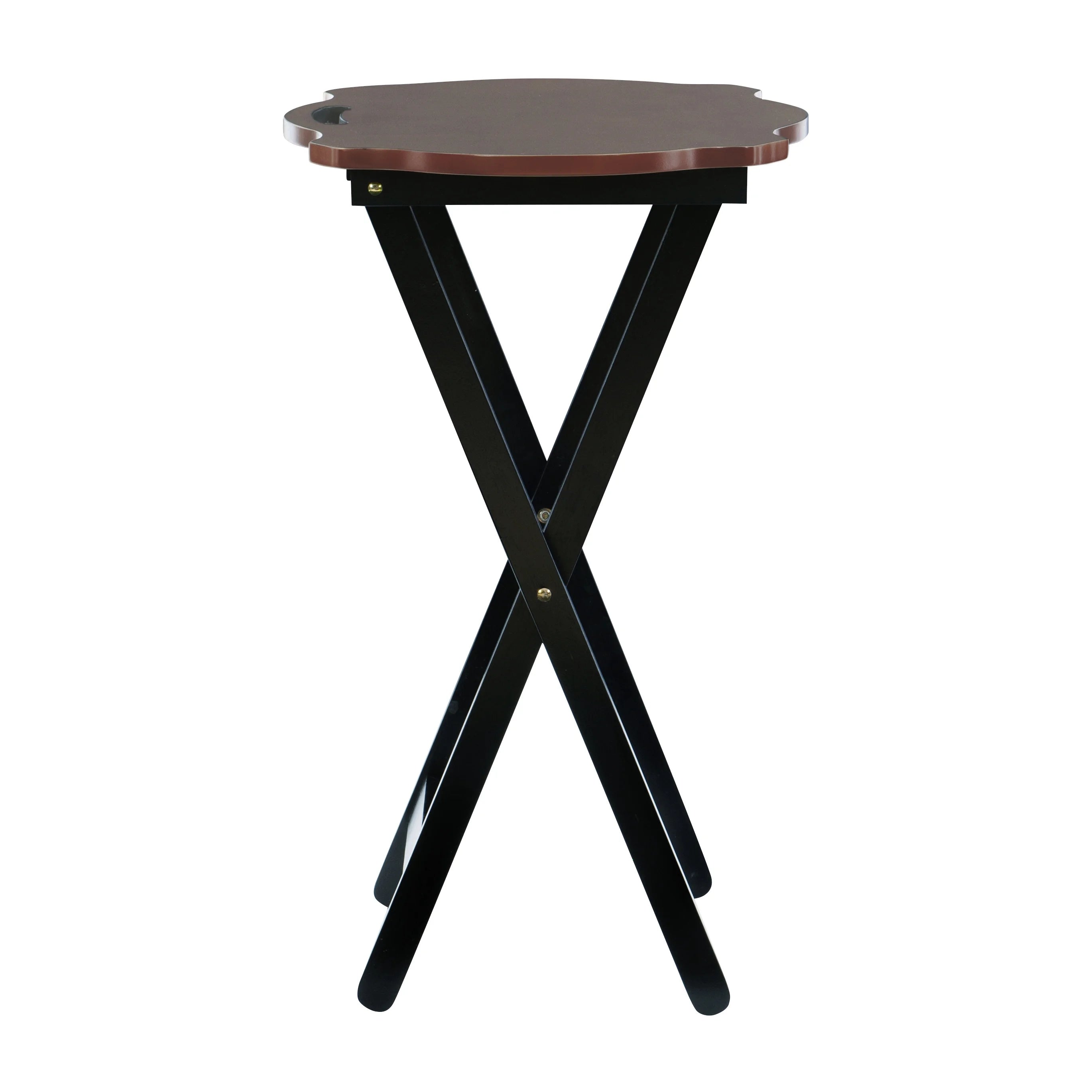 Powell Serpentine 5-Piece Folding Side Table TV Tray Set with Stand, Hazelnut/Black H30120