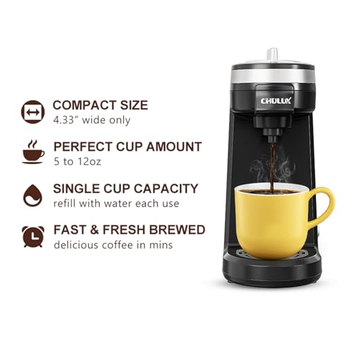 CHULUX Single Serve Coffee Maker for K Cup & Ground Coffee, Red G86426
