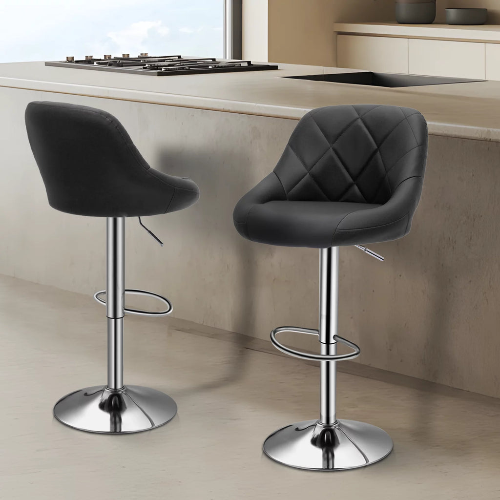Magshion Set of 2 Faux Leather Adjustable Swivel Bar Stools with Backrest S983