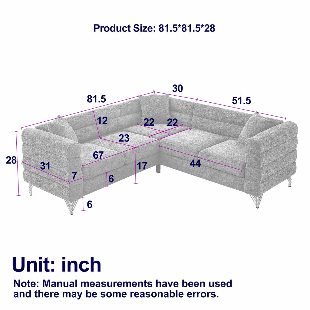 Holaki 81" Oversized Corner Sofa Set, L-Shaped Sectional Couch, 5-Seater, Green N206023