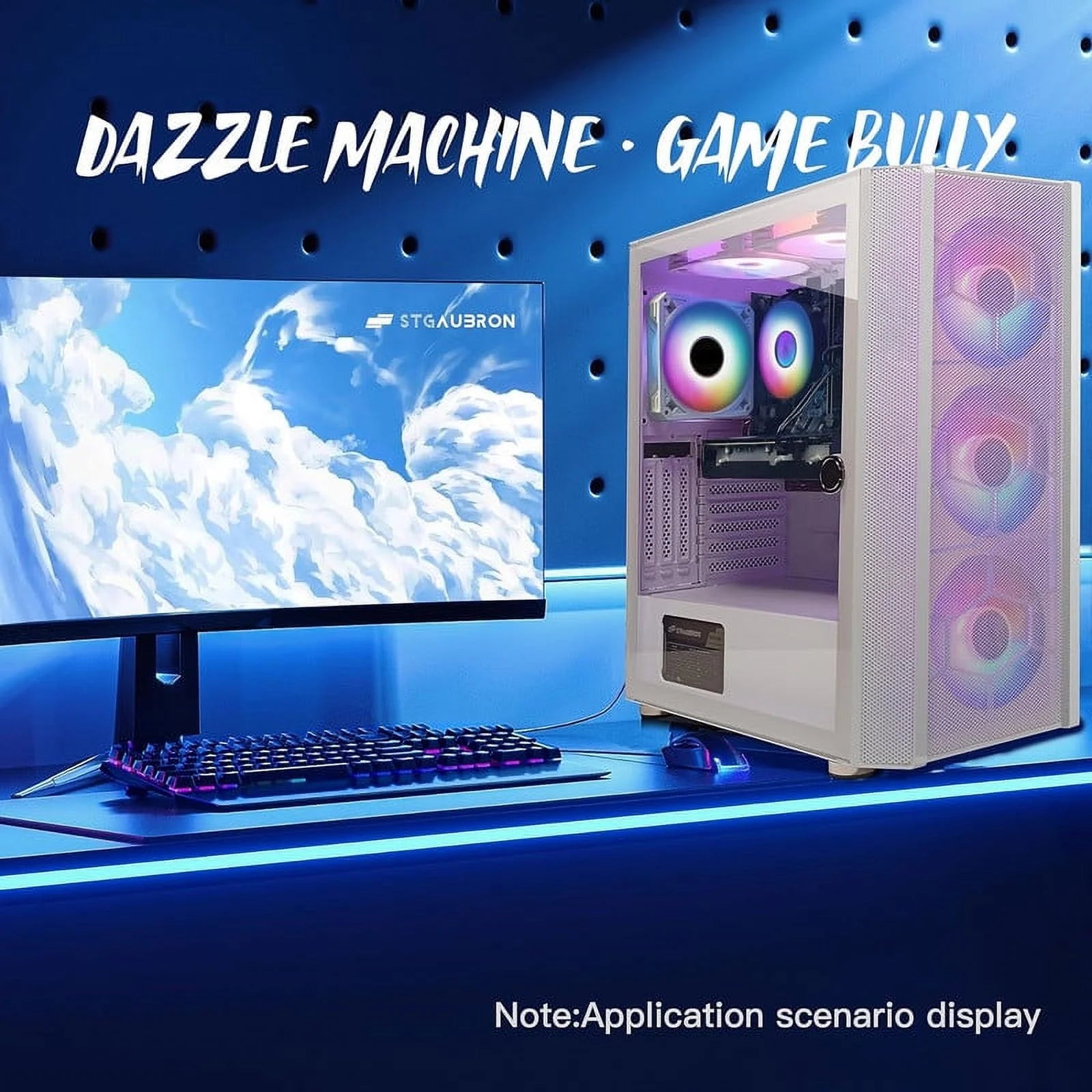 STGAubron Gaming Desktop PC, Intel Core i7, 16G RAM, 1T SSD, Radeon RX 5600 XT M29821