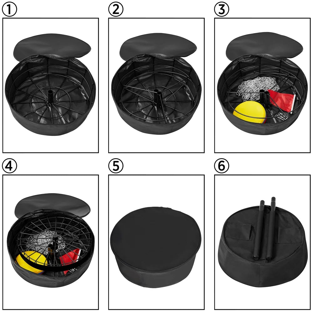 SmileMart 24-Chain Disc Golf Goal with Carrying Bag and 3 Discs, Black Z67541