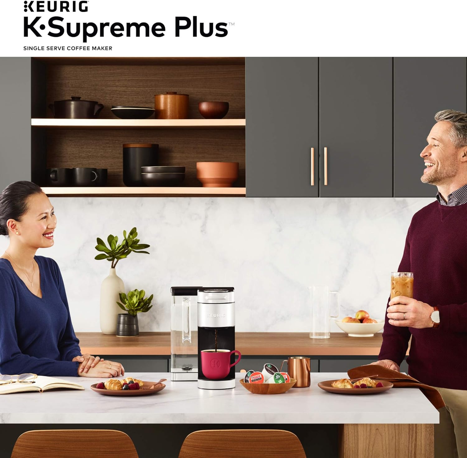 Keurig K-Supreme Plus Coffee Maker, Stainless Steel + Peet's Coffee K-Cup Pods Variety Pack, 40 Count F99744