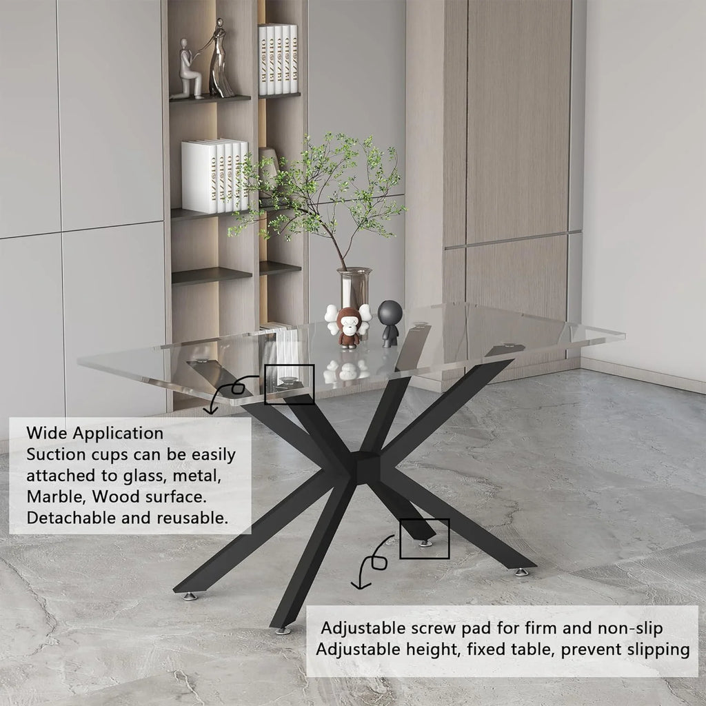 Modern Table Base Black 28" Metal Dining Table Legs with Suction Cups W977438
