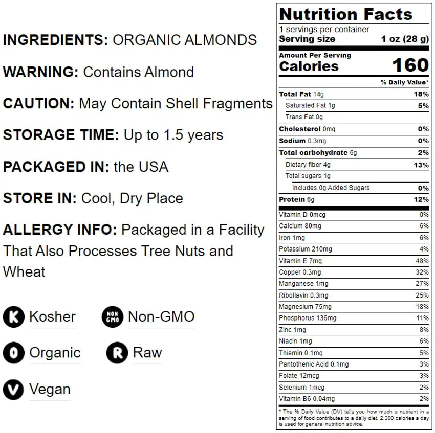 Organic Italian Raw Almonds, 3 Pounds by Food to Live X334536