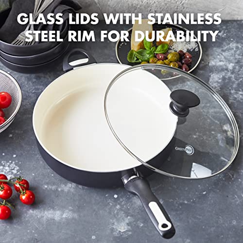 GreenPan Rio Ceramic Nonstick 5QT Saute Pan with Lid, Turquoise H37028