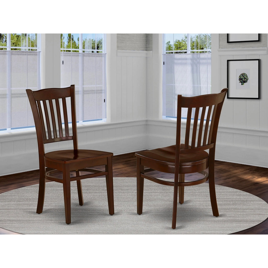 East West Furniture Groton 11" Wood Dining Chairs in Mahogany (Set of 2)