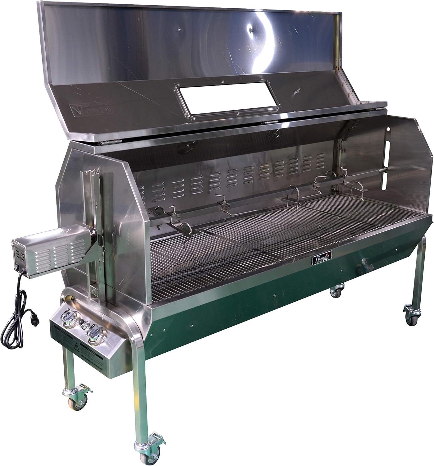 62" Propane Spit Roaster, Stainless Steel BBQ Rotisserie for Whole Pig, Lamb, Goat N340