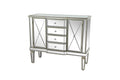 DecMode 39" x 34" Silver Wood Mirrored Panel 4 Drawers 2 Shelves and 2 Doors Buffet with Acrylic Knob Handles, 1-Piece