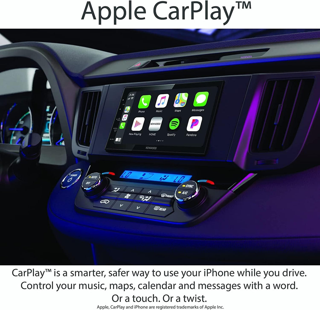 Kenwood DMX4707S 6.8" Capacitive Touchscreen Digital Multimedia Receiver with Apple CarPlay & Android Auto and CMOS-230 Rearview Camera G3508