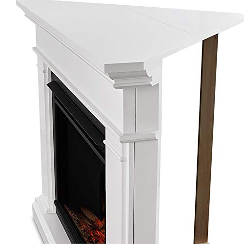 BOWERY HILL Traditional Corner Electric Fireplace Mantel Heater with Remote, White O938730